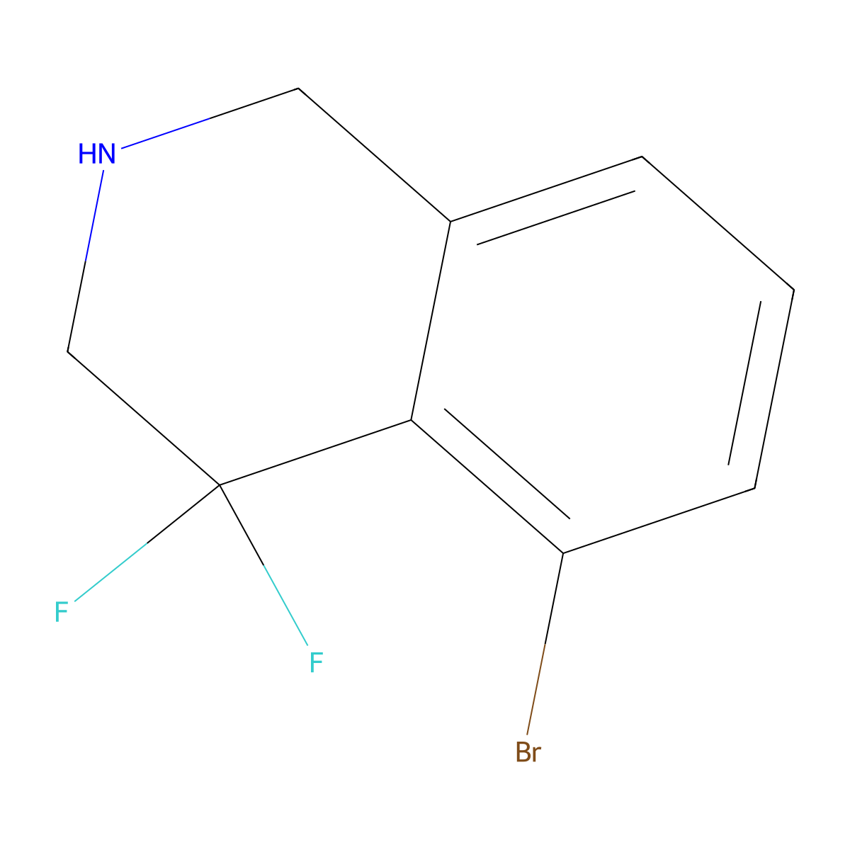 5-bromo-4,4-difluoro-2,3-dihydro-1H-isoquinoline molecular structure, CAS 1784973-99-4