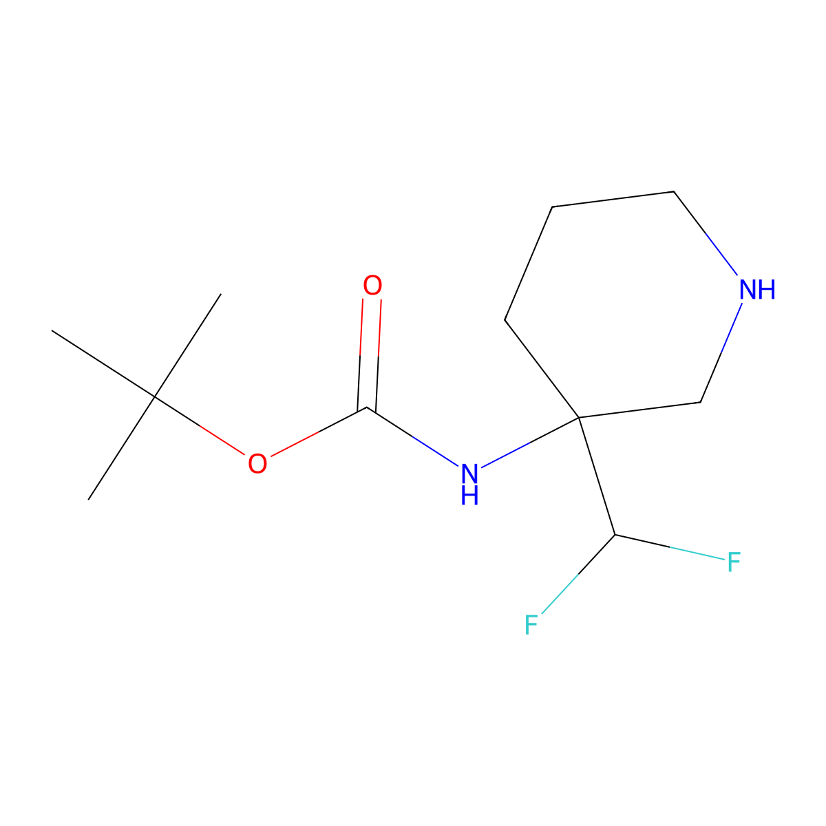 tert-butyl N-[3-(difluoromethyl)piperidin-3-yl]carbamate molecular structure, CAS 1784975-13-8