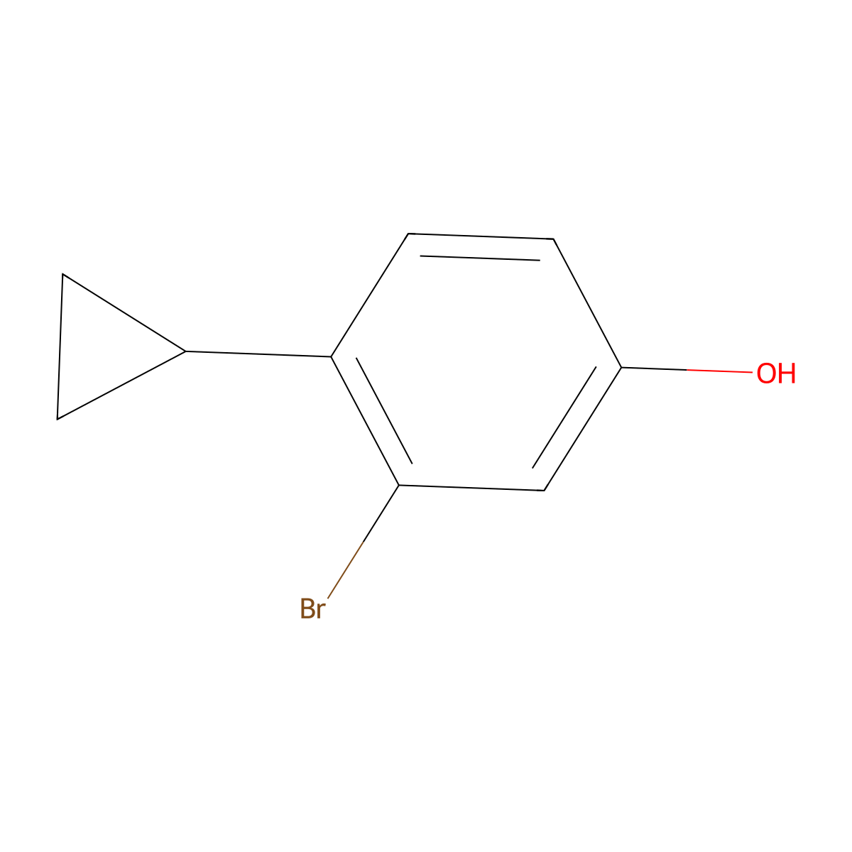 3-Bromo-4-(cyclopropyl)phenol molecular structure, CAS 1784977-63-4