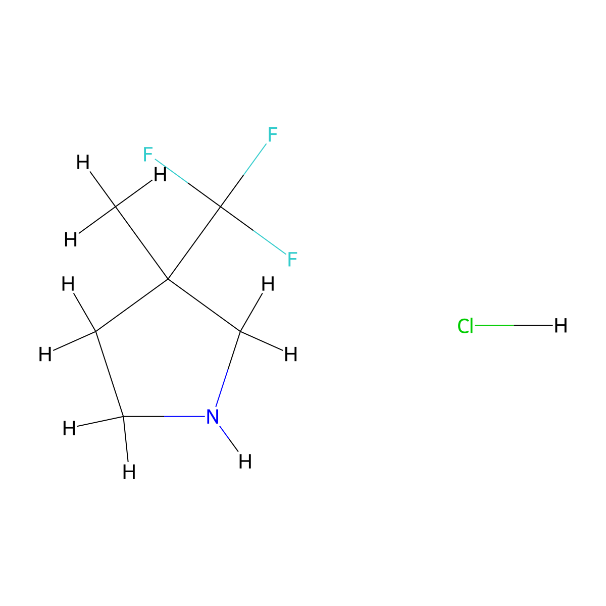 3-Methyl-3-(trifluoromethyl)pyrrolidine hydrochloride molecular structure, CAS 1784979-42-5