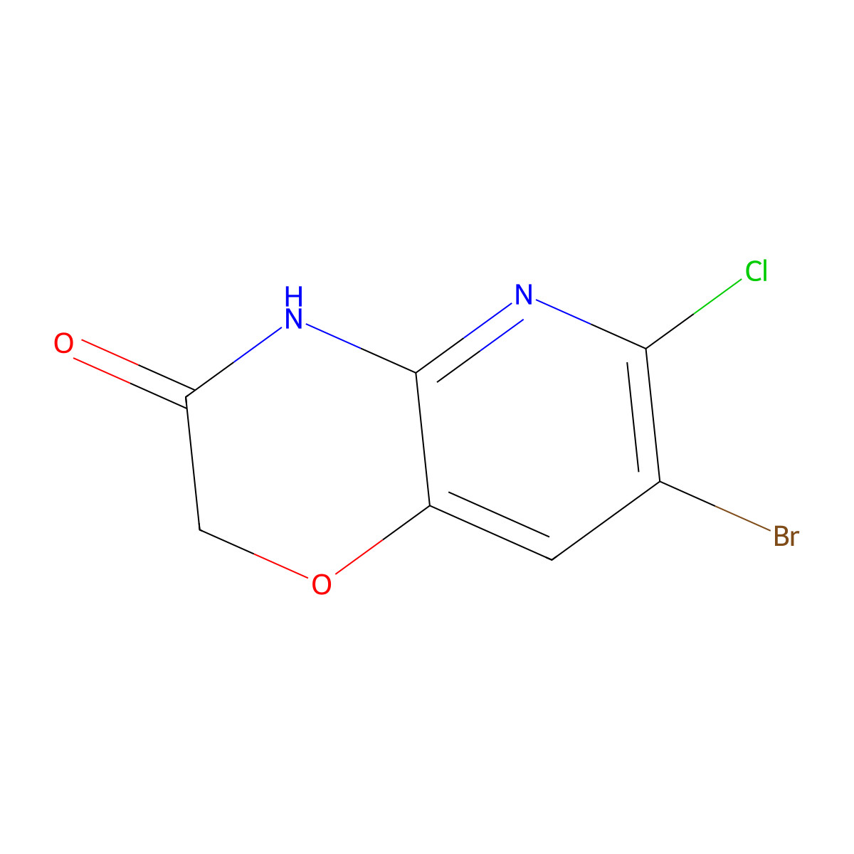 7-bromo-6-chloro-2H,3H,4H-pyrido[3,2-b][1,4]oxazin-3-one molecular structure, CAS 1785003-58-8