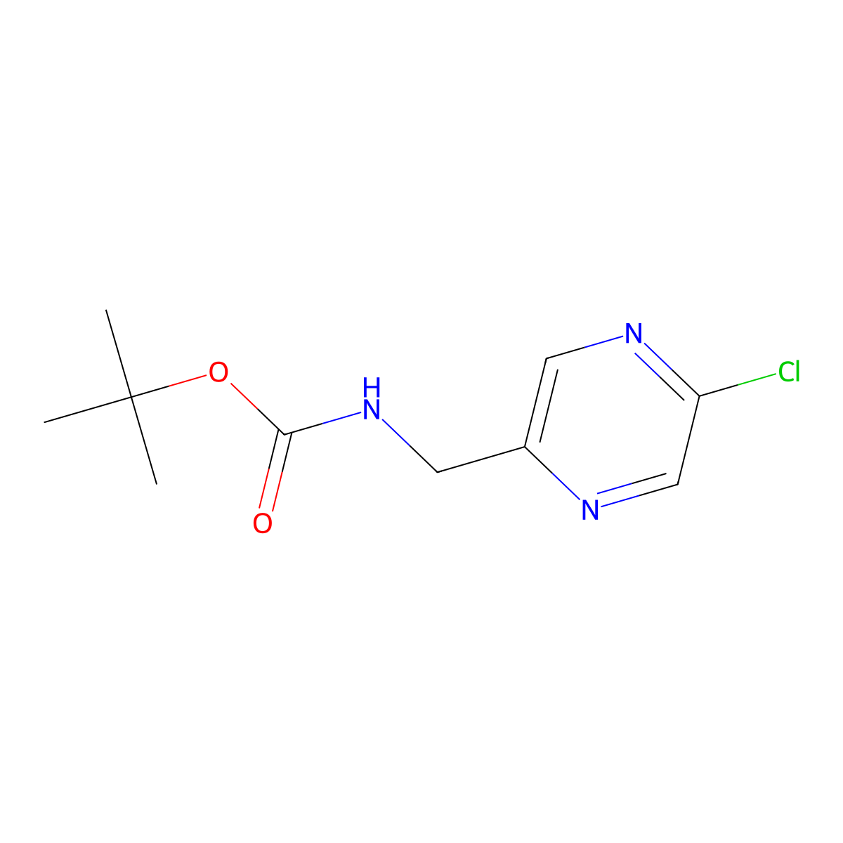 tert-butyl N-((5-chloropyrazin-2-yl)methyl)carbamate molecular structure, CAS 1785004-69-4