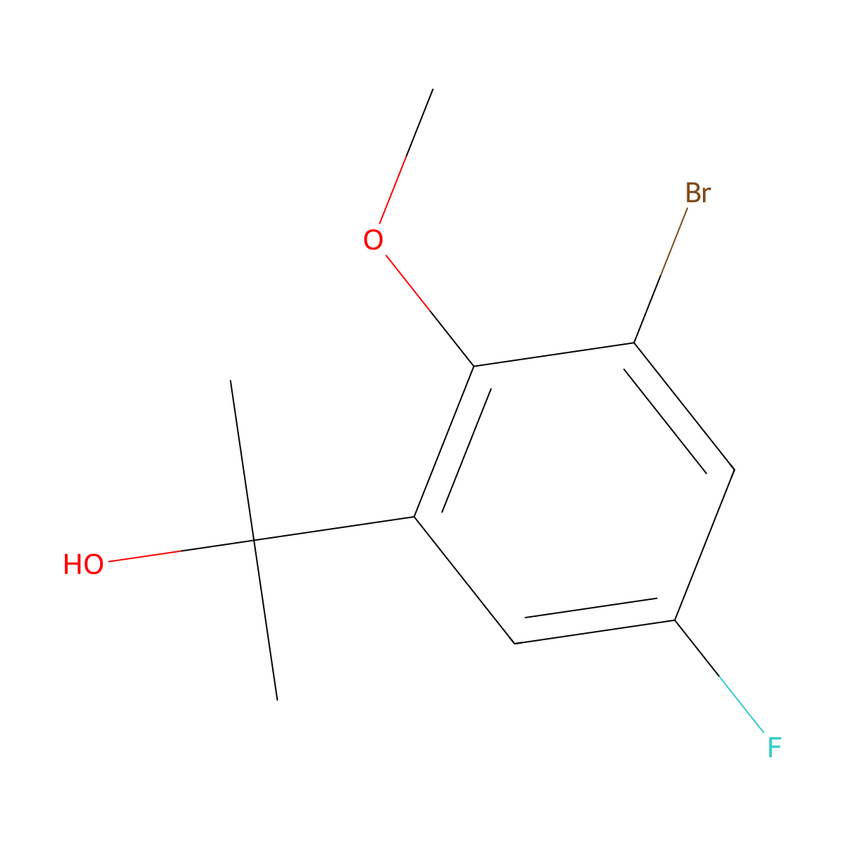 2-(3-Bromo-5-fluoro-2-methoxyphenyl)propan-2-ol molecular structure, CAS 1785005-54-0