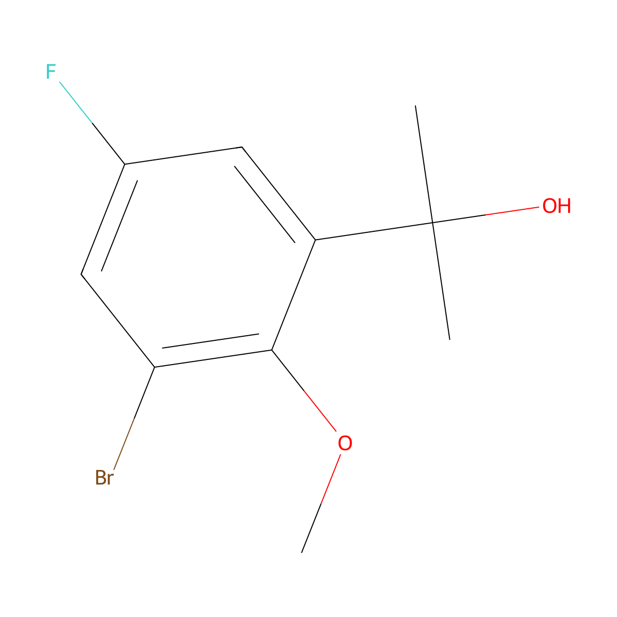 2-(3-Bromo-5-fluoro-2-methoxyphenyl)propan-2-ol molecular structure, CAS 1785005-54-0