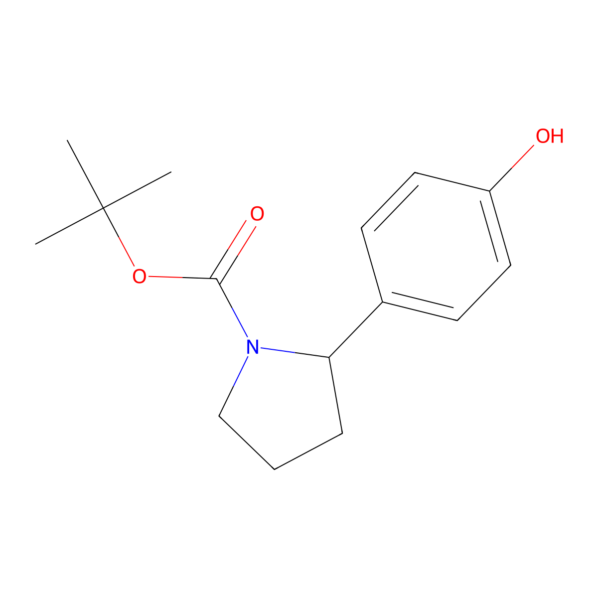 Tert-butyl 2-(4-hydroxyphenyl)pyrrolidine-1-carboxylate molecular structure, CAS 1785005-74-4