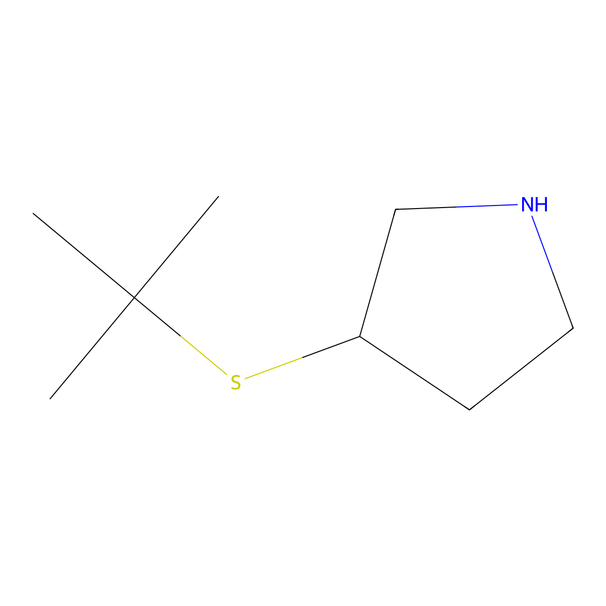 3-(Tert-butylsulfanyl)pyrrolidine molecular structure, CAS 1785008-01-6
