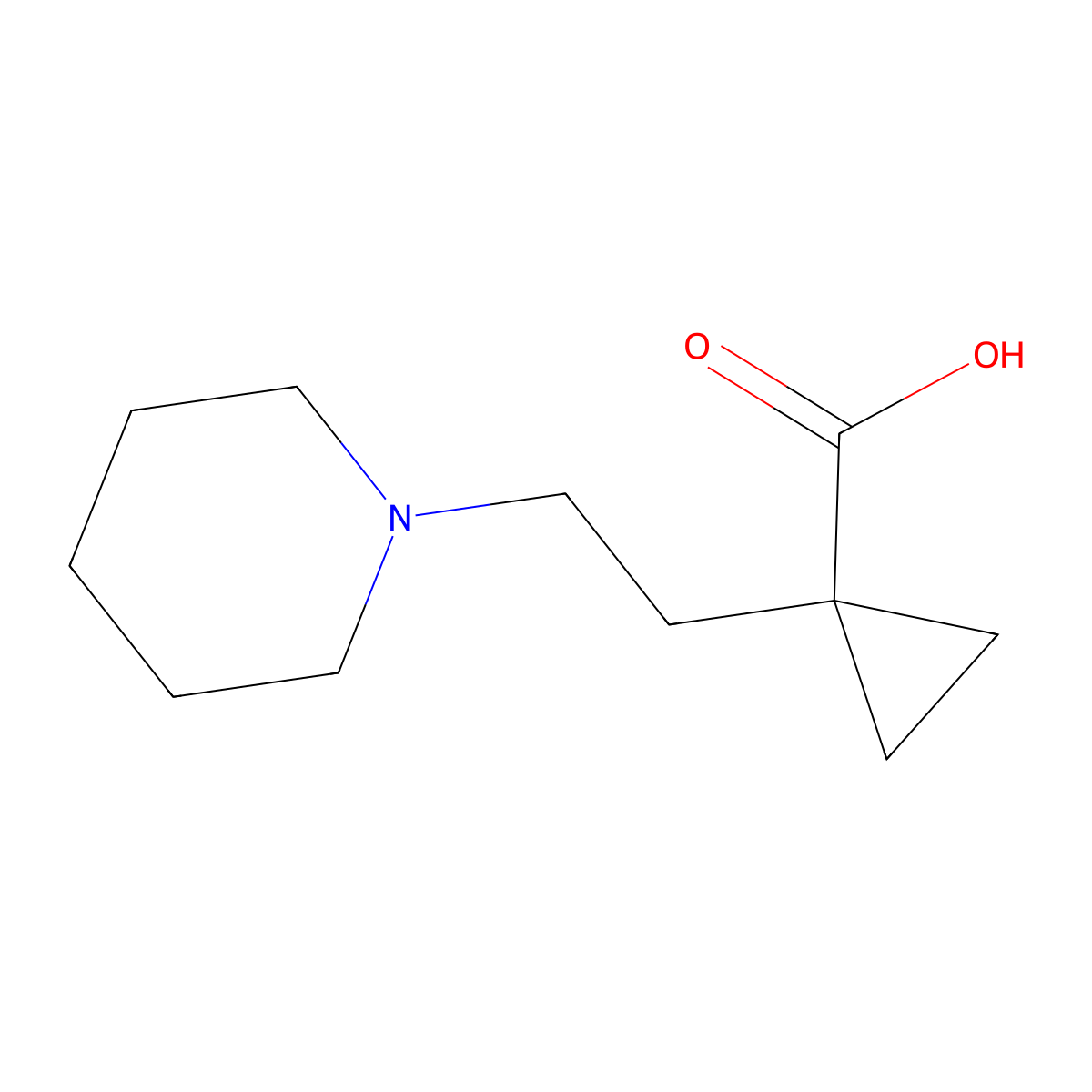1-[2-(Piperidin-1-yl)ethyl]cyclopropane-1-carboxylic acid molecular structure, CAS 1785008-51-6