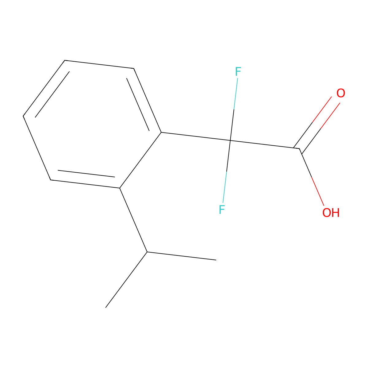 2,2-Difluoro-2-[2-(propan-2-yl)phenyl]acetic acid molecular structure, CAS 1785011-67-7