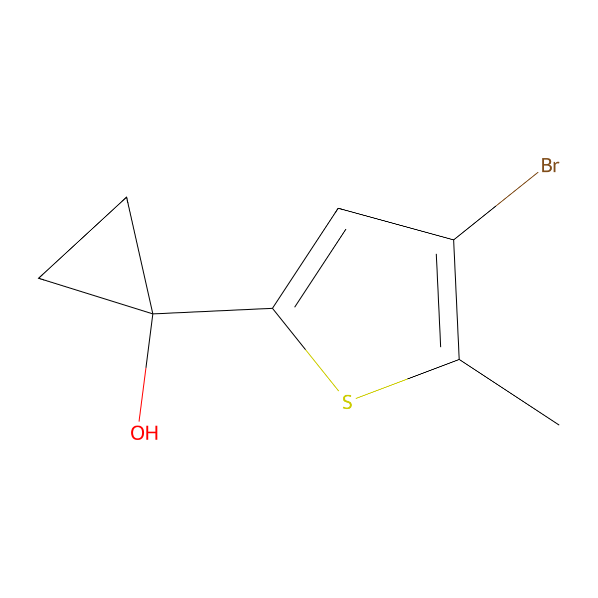 1-(4-Bromo-5-methylthiophen-2-yl)cyclopropan-1-ol molecular structure, CAS 1785014-89-2