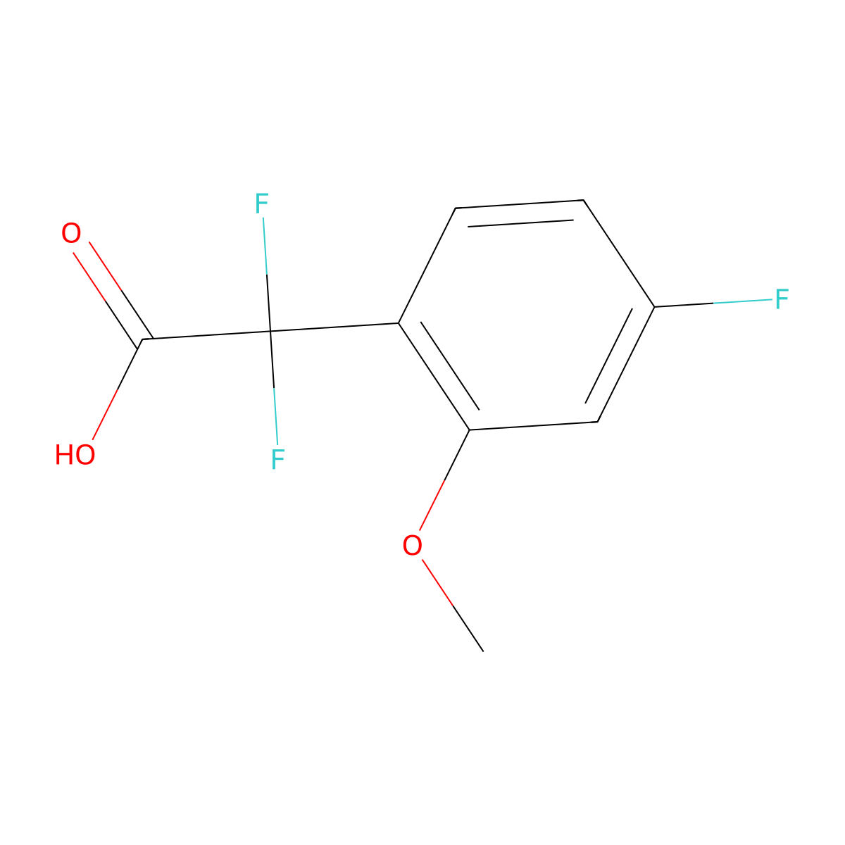 2,2-Difluoro-2-(4-fluoro-2-methoxyphenyl)acetic acid molecular structure, CAS 1785015-92-0