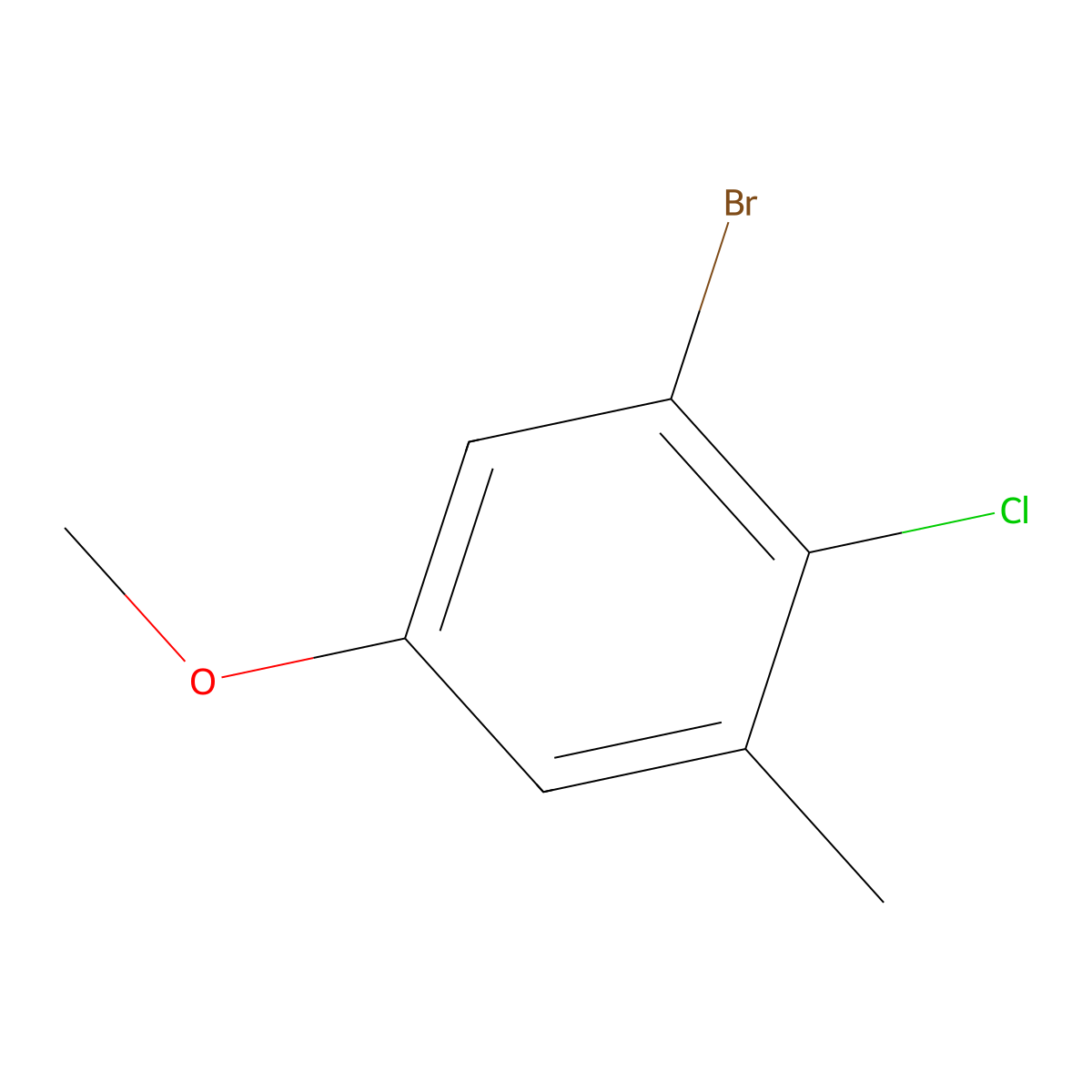 1-Bromo-2-chloro-5-methoxy-3-methylbenzene molecular structure, CAS 1785028-78-5