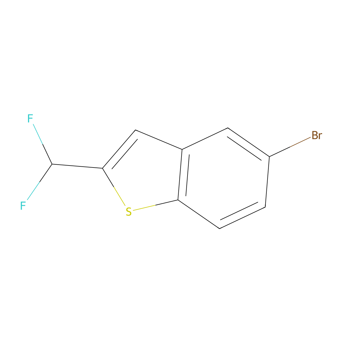 5-Bromo-2-(difluoromethyl)-1-benzothiophene molecular structure, CAS 1785037-29-7