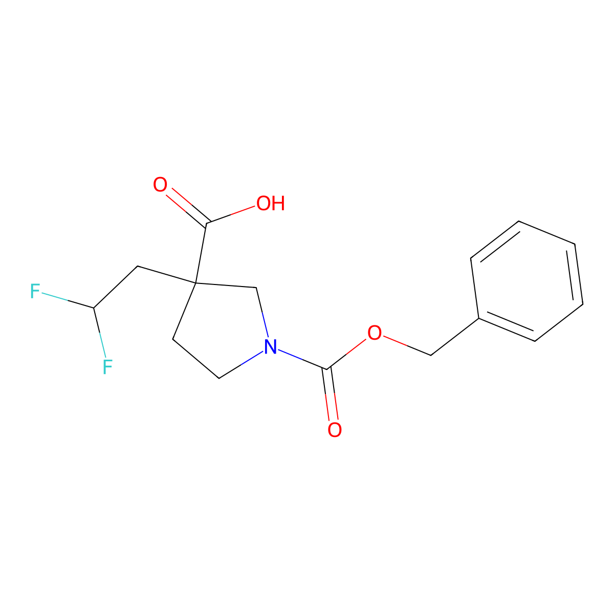 1-[(Benzyloxy)carbonyl]-3-(2,2-difluoroethyl)pyrrolidine-3-carboxylic acid molecular structure, CAS 1785037-34-4