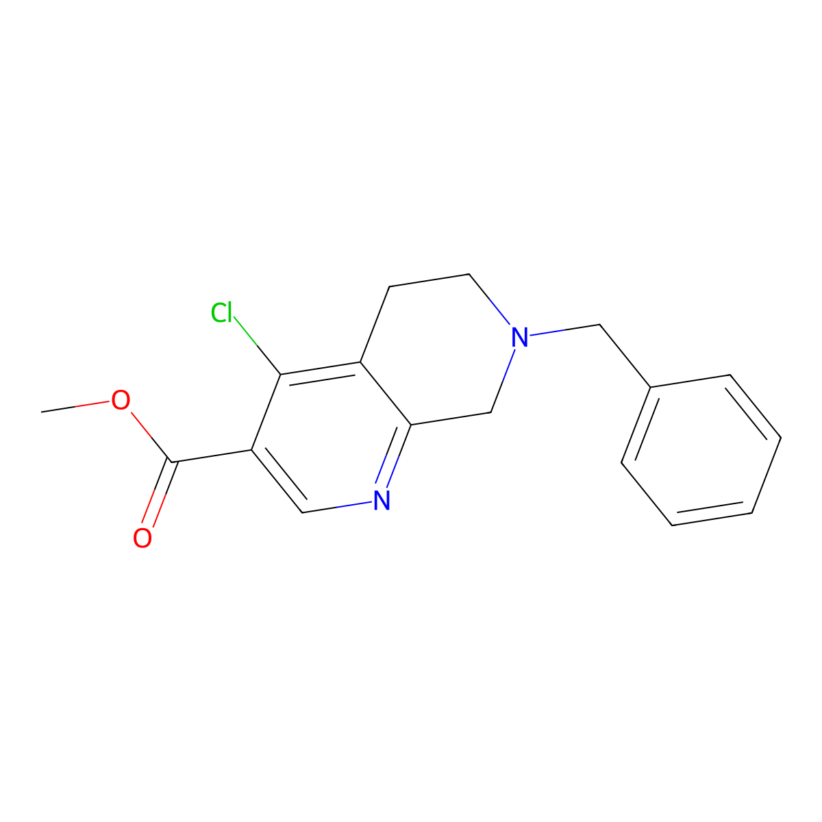 Methyl 7-benzyl-4-chloro-5,6,7,8-tetrahydro-1,7-naphthyridine-3-carboxylate molecular structure, CAS 1785037-46-8