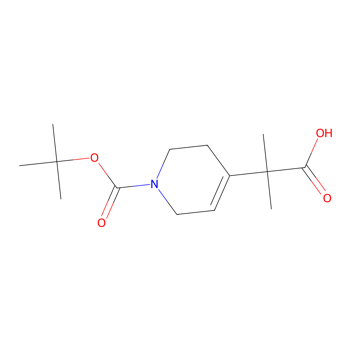 2-(1-((Tert-butoxy)carbonyl)-1,2,3,6-tetrahydropyridin-4-yl)-2-methylpropanoic acid molecular structure, CAS 1785037-71-9