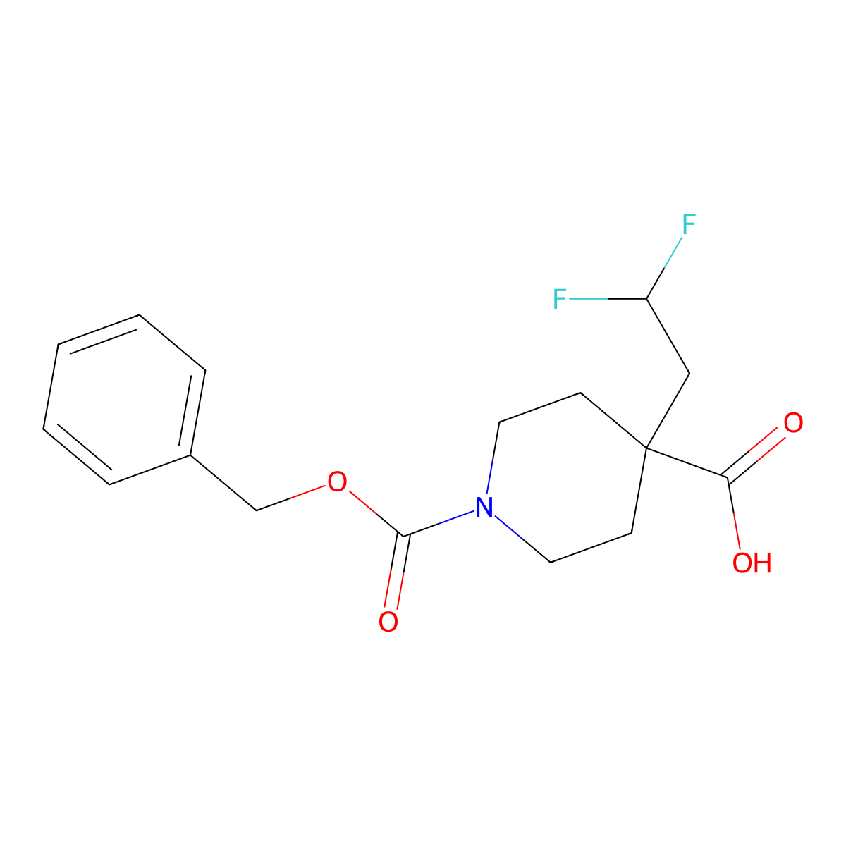 1-[(Benzyloxy)carbonyl]-4-(2,2-difluoroethyl)piperidine-4-carboxylic acid molecular structure, CAS 1785038-47-2