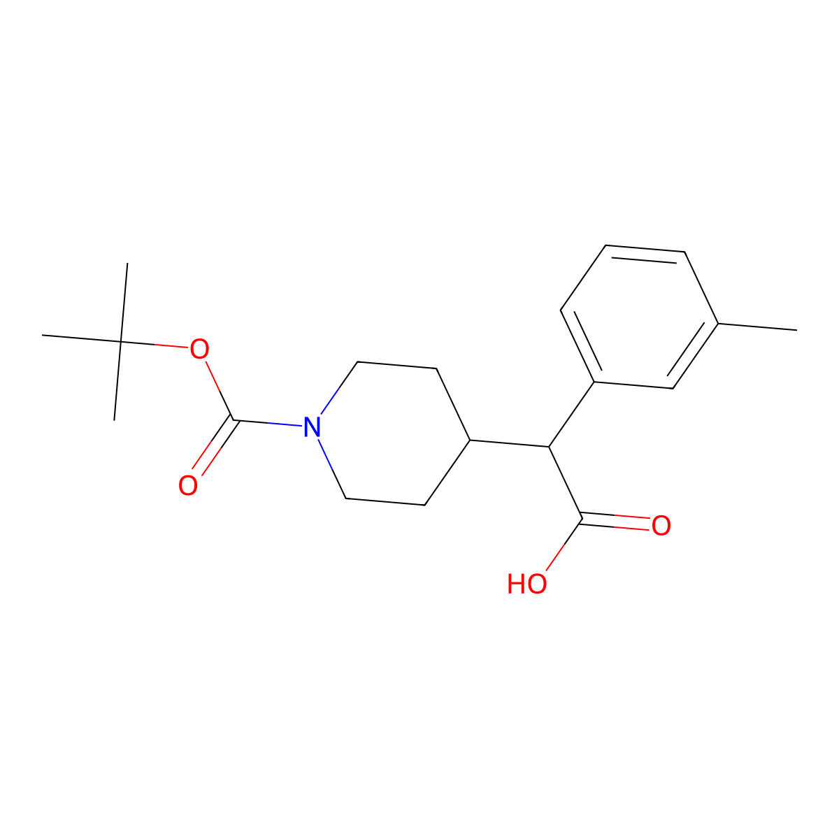 2-{1-[(Tert-butoxy)carbonyl]piperidin-4-yl}-2-(3-methylphenyl)aceticacid molecular structure, CAS 1785039-12-4