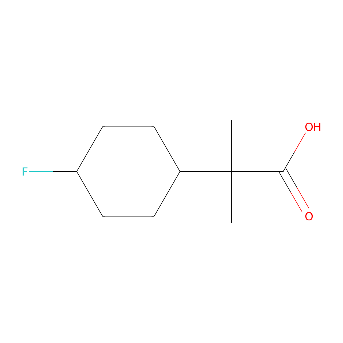 2-(4-Fluorocyclohexyl)-2-methylpropanoic acid molecular structure, CAS 1785043-75-5