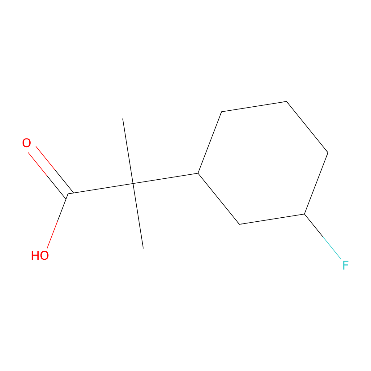 2-(3-Fluorocyclohexyl)-2-methylpropanoic acid molecular structure, CAS 1785043-85-7