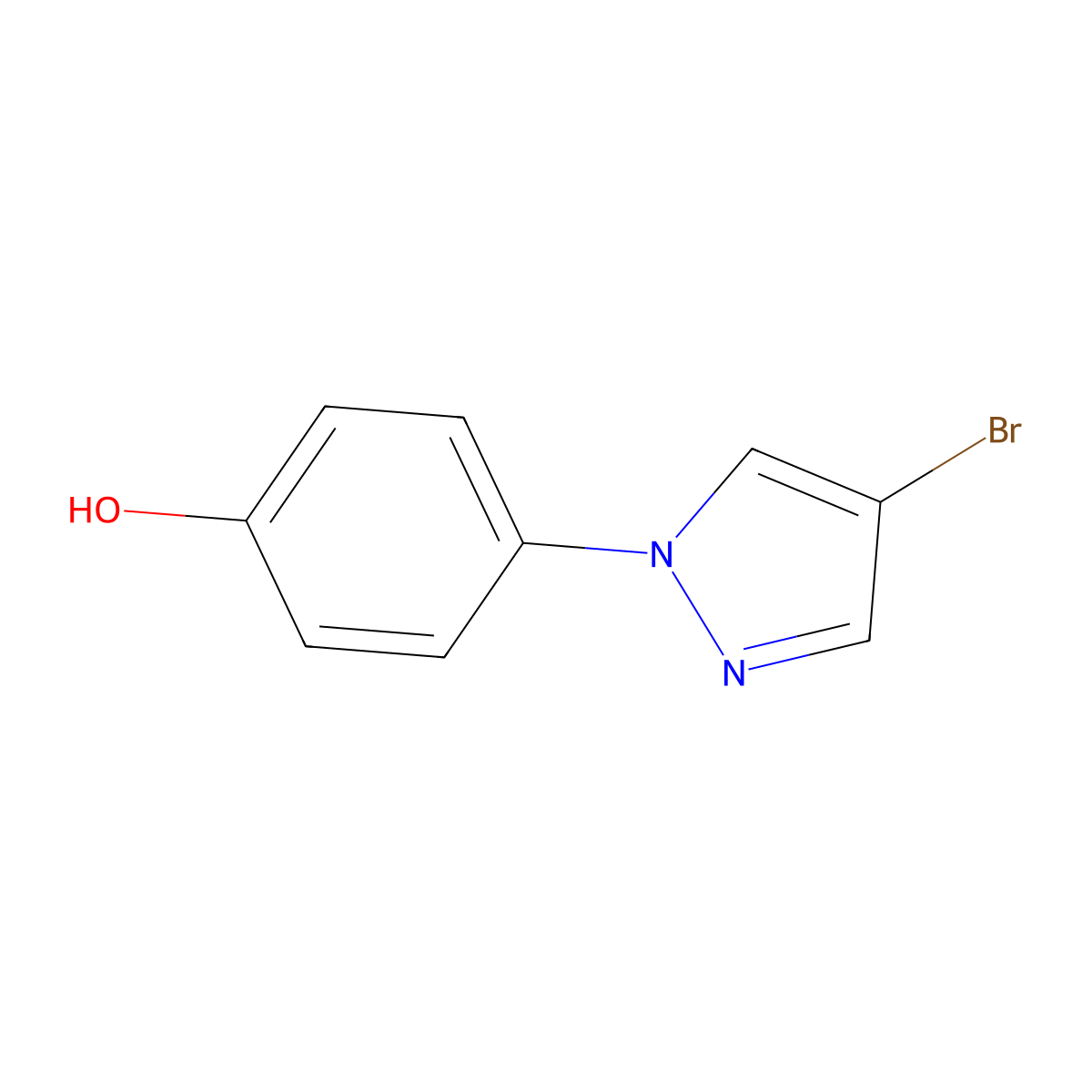 4-(4-Bromo-1H-pyrazol-1-yl)phenol molecular structure, CAS 1785045-48-8
