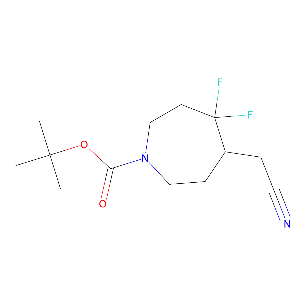 Tert-butyl 5-(cyanomethyl)-4,4-difluoroazepane-1-carboxylate molecular structure, CAS 1785049-27-5