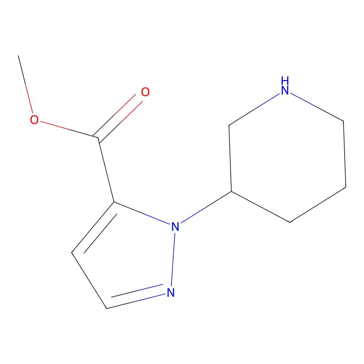 methyl 1-(piperidin-3-yl)-1H-pyrazole-5-carboxylate molecular structure, CAS 1785050-14-7