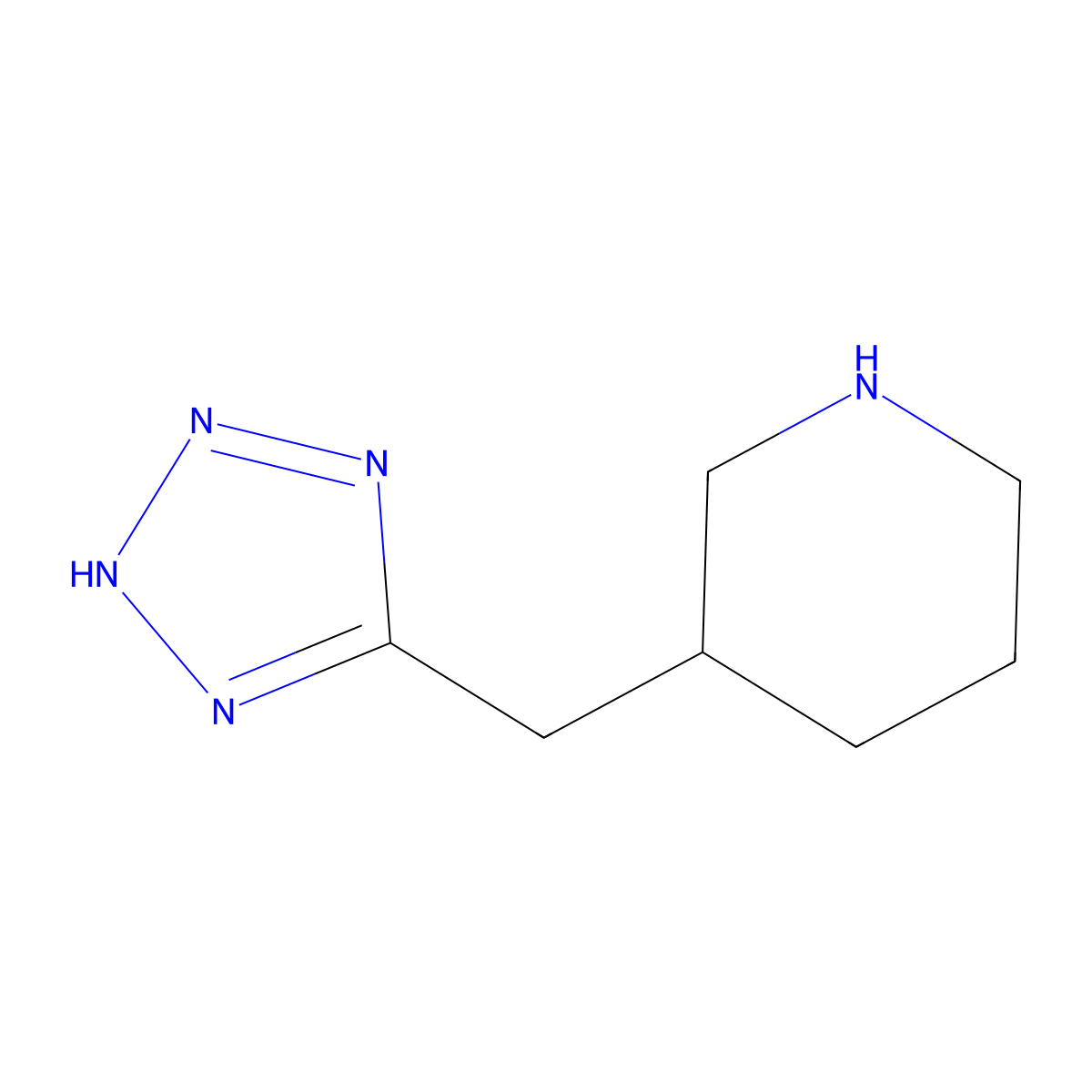 3-[(2H-1,2,3,4-tetrazol-5-yl)methyl]piperidine molecular structure, CAS 1785051-95-7