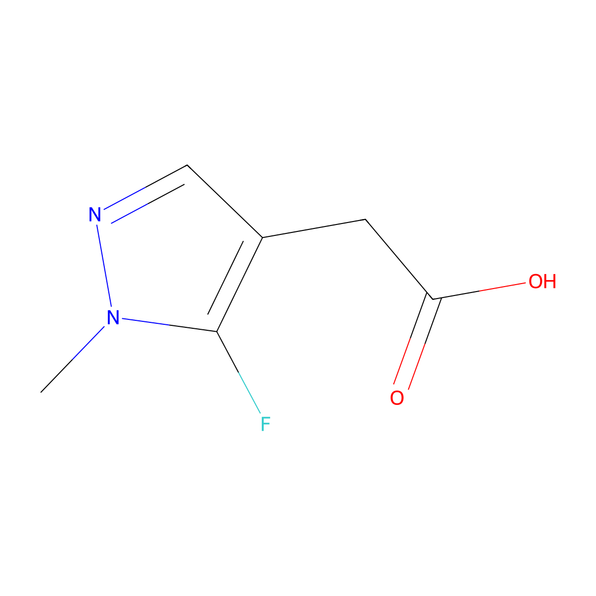 (5-fluoro-1-methyl-1H-pyrazol-4-yl)acetic acid molecular structure, CAS 1785070-55-4