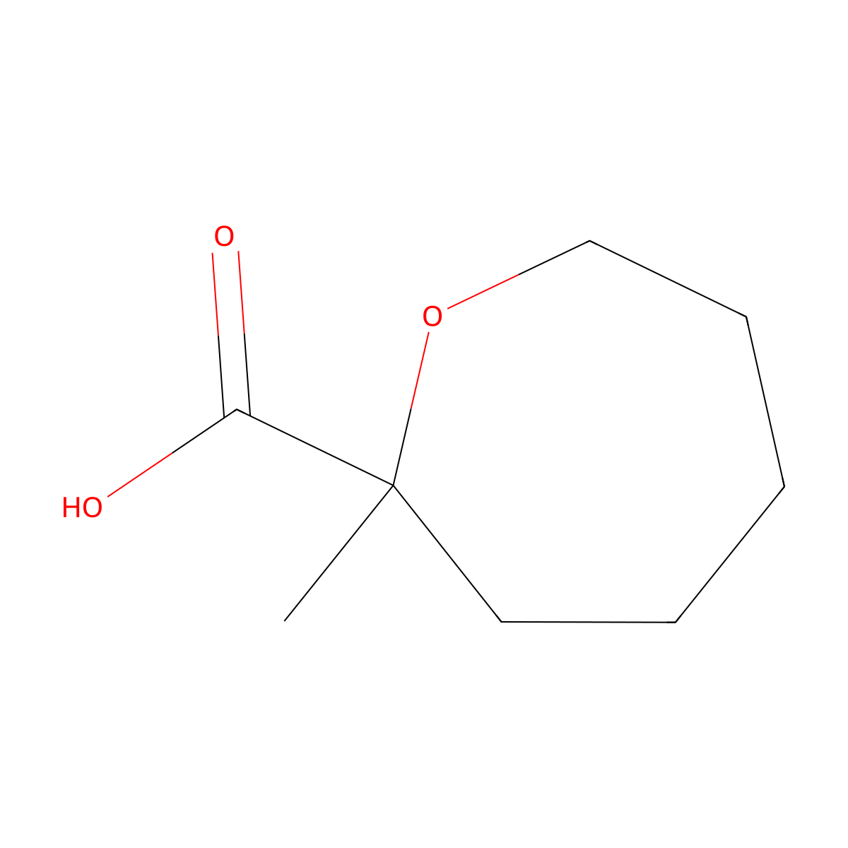 2-Methyloxepane-2-carboxylic acid molecular structure, CAS 1785071-15-9