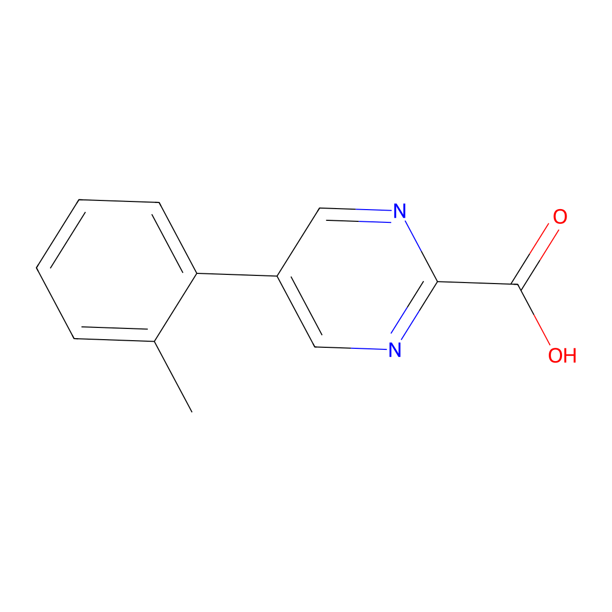 5-(2-Methylphenyl)pyrimidine-2-carboxylic acid molecular structure, CAS 1785071-63-7