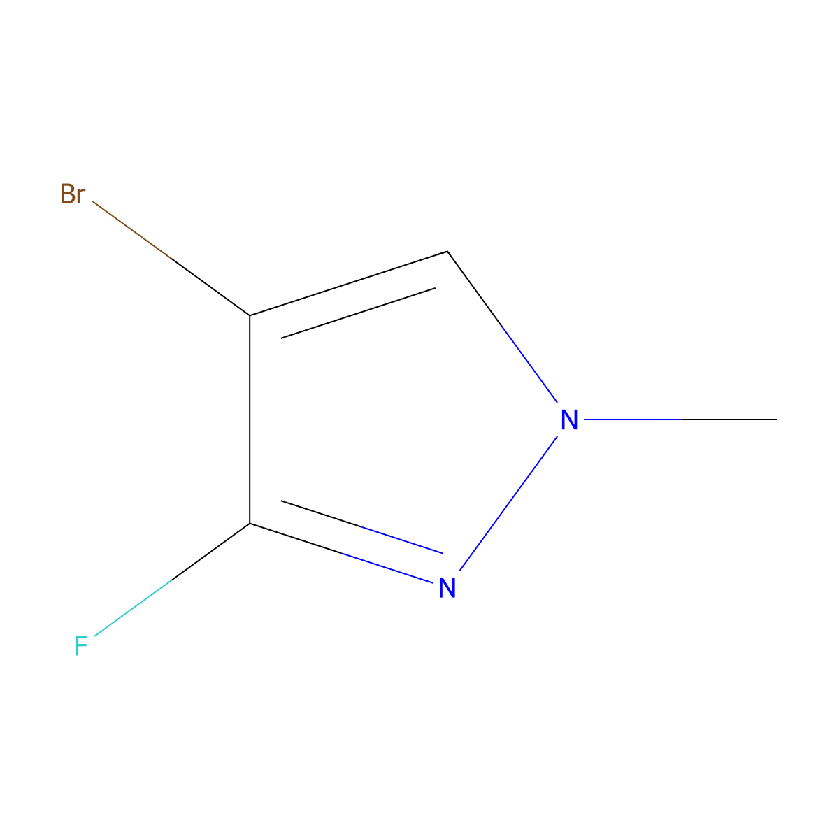 4-bromo-3-fluoro-1-methyl-1H-pyrazole molecular structure, CAS 1785074-93-2