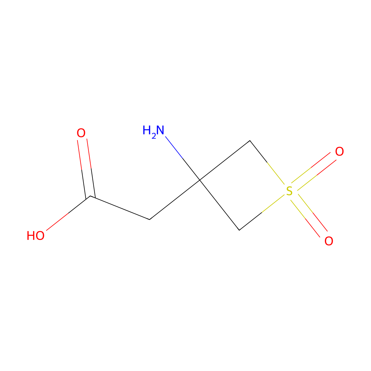 2-(3-Amino-1,1-dioxo-1lambda6-thietan-3-yl)acetic acid molecular structure, CAS 1785076-11-0