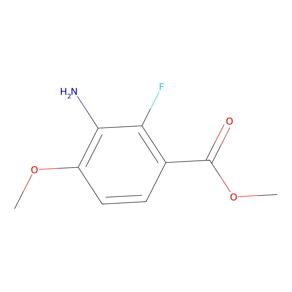 Methyl 3-amino-2-fluoro-4-methoxybenzoate molecular structure, CAS 1785077-13-5