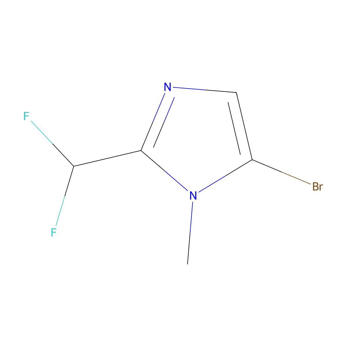 5-bromo-2-(difluoromethyl)-1-methyl-1H-imidazole molecular structure, CAS 1785078-74-1