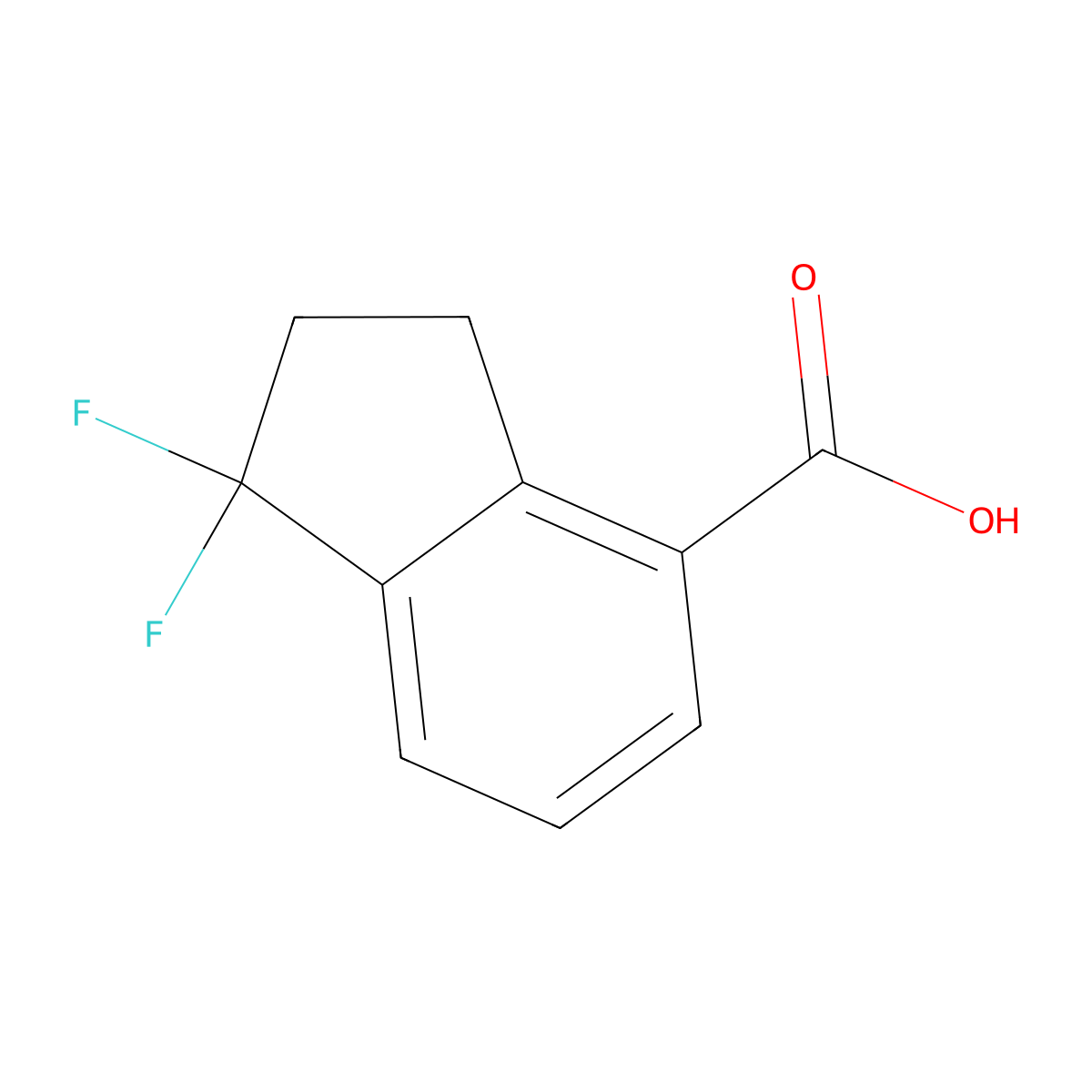1,1-difluoro-2,3-dihydro-1H-indene-4-carboxylic acid molecular structure, CAS 1785079-42-6