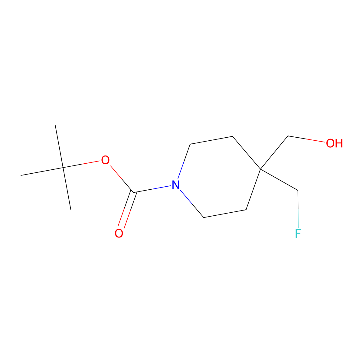Tert-butyl 4-(fluoromethyl)-4-(hydroxymethyl)piperidine-1-carboxylate molecular structure, CAS 1785081-41-5