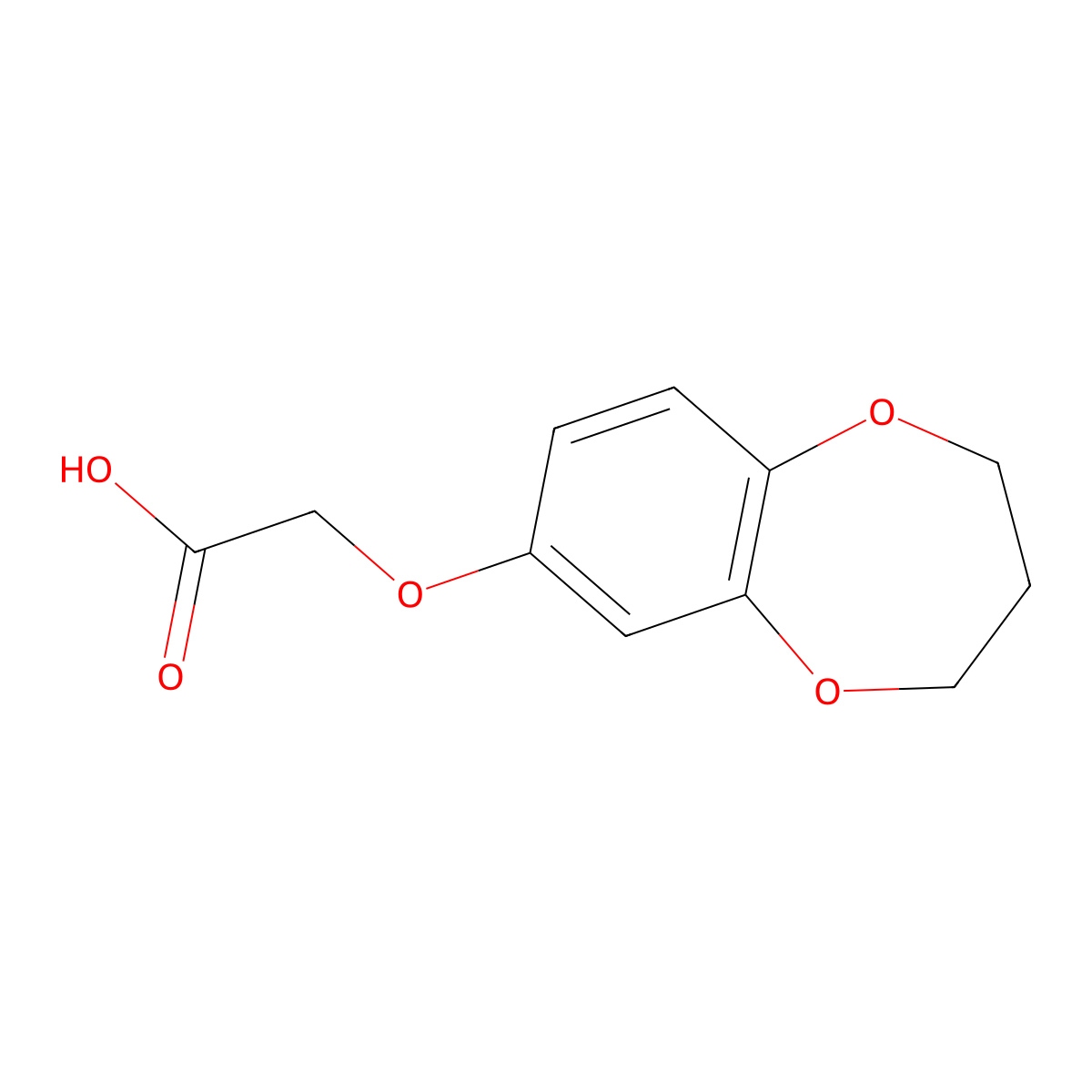 (3,4-dihydro-2H-1,5-benzodioxepin-7-yloxy)acetic acid molecular structure, CAS 1785082-21-4