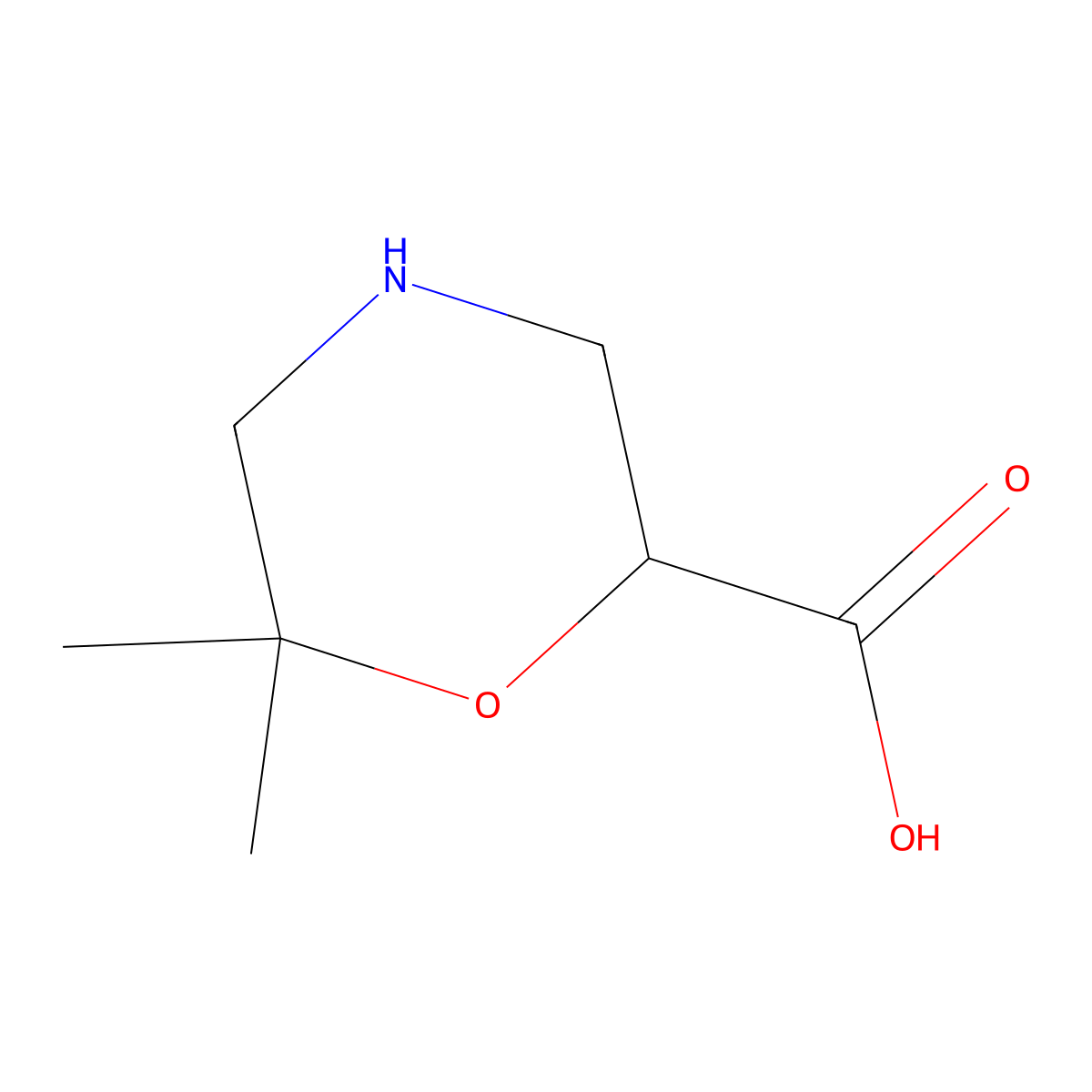 6,6-Dimethylmorpholine-2-carboxylic acid molecular structure, CAS 1785088-39-2