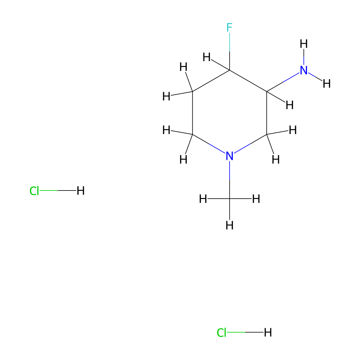4-Fluoro-1-methyl-piperidin-3-amine;dihydrochloride molecular structure, CAS 1785091-96-4