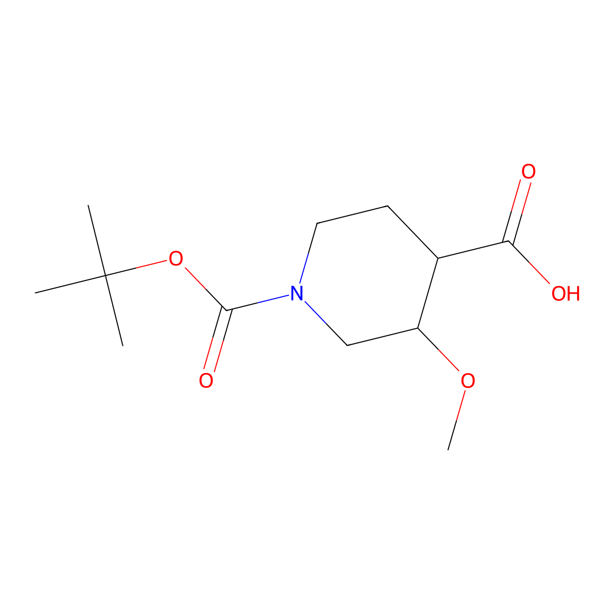 1-[(Tert-butoxy)carbonyl]-3-methoxypiperidine-4-carboxylic acid molecular structure, CAS 1785096-97-0