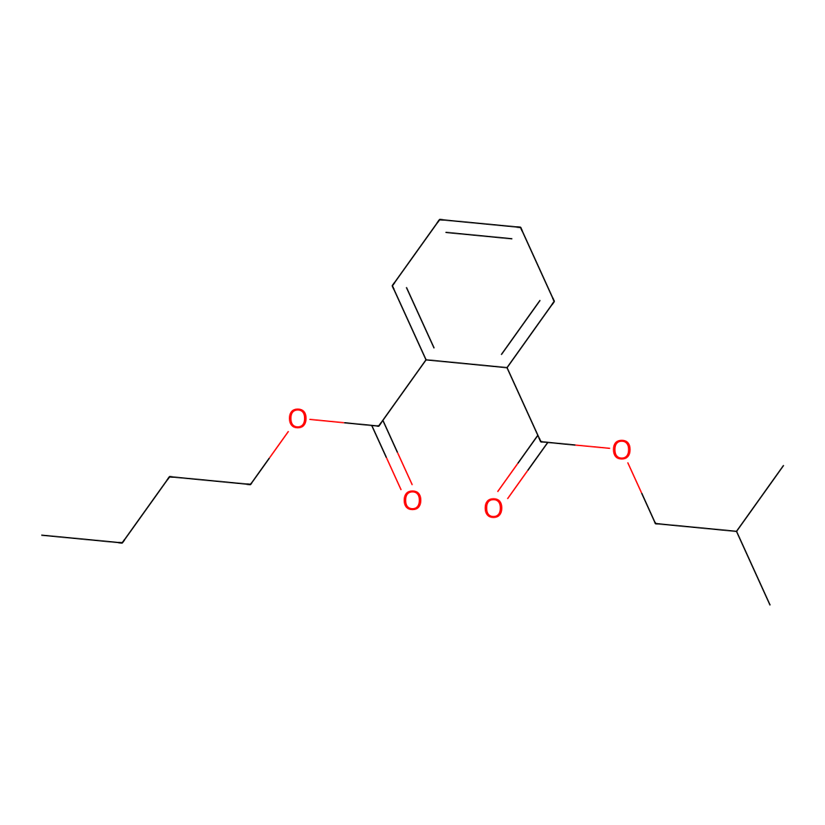 Butyl isobutyl phthalate molecular structure, CAS 17851-53-5