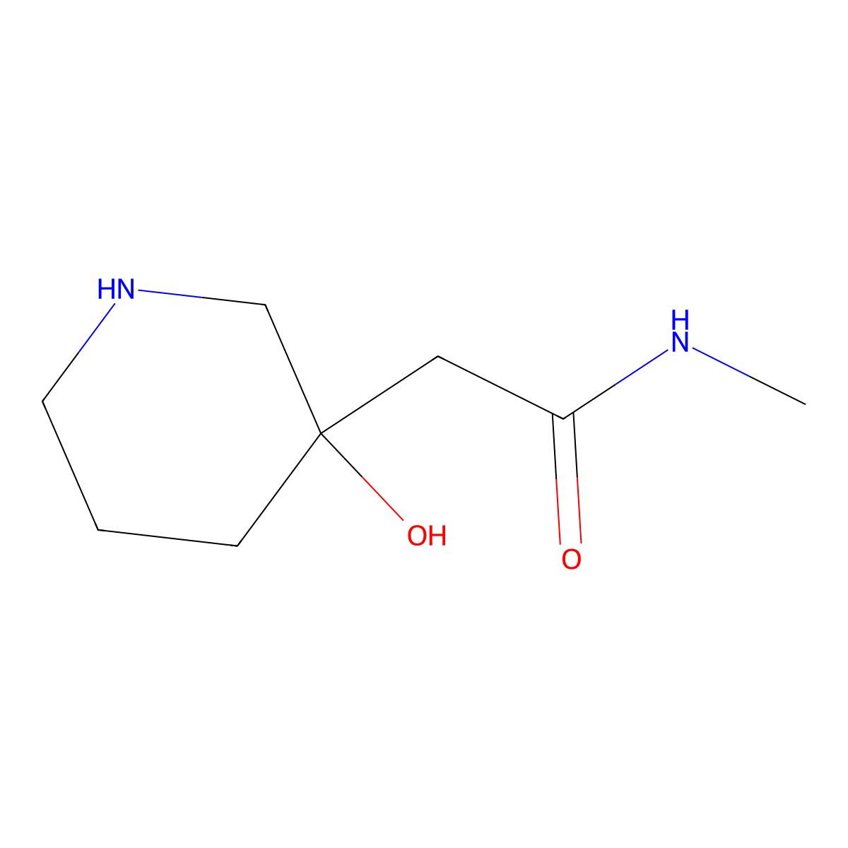 2-(3-hydroxypiperidin-3-yl)-N-methylacetamide molecular structure, CAS 1785104-32-6