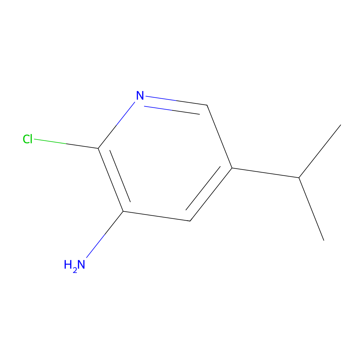 2-Chloro-5-(propan-2-yl)pyridin-3-amine molecular structure, CAS 1785111-62-7