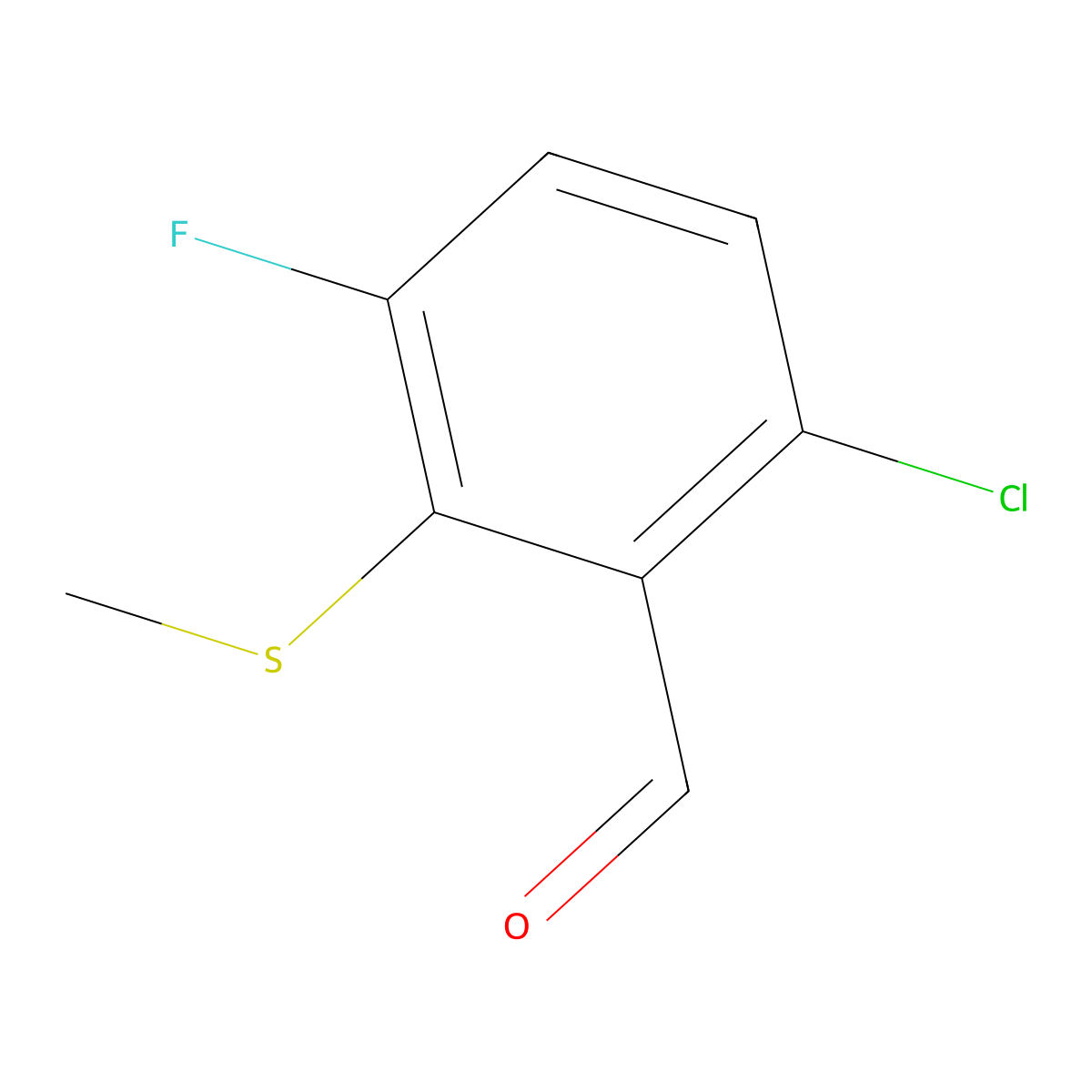 6-Chloro-3-fluoro-2-(methylthio)benzaldehyde molecular structure, CAS 1785112-86-8
