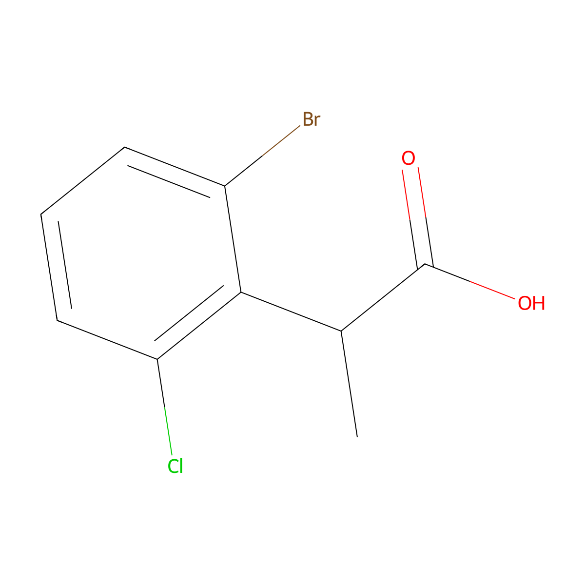 2-(2-Bromo-6-chlorophenyl)propanoic acid molecular structure, CAS 1785122-31-7