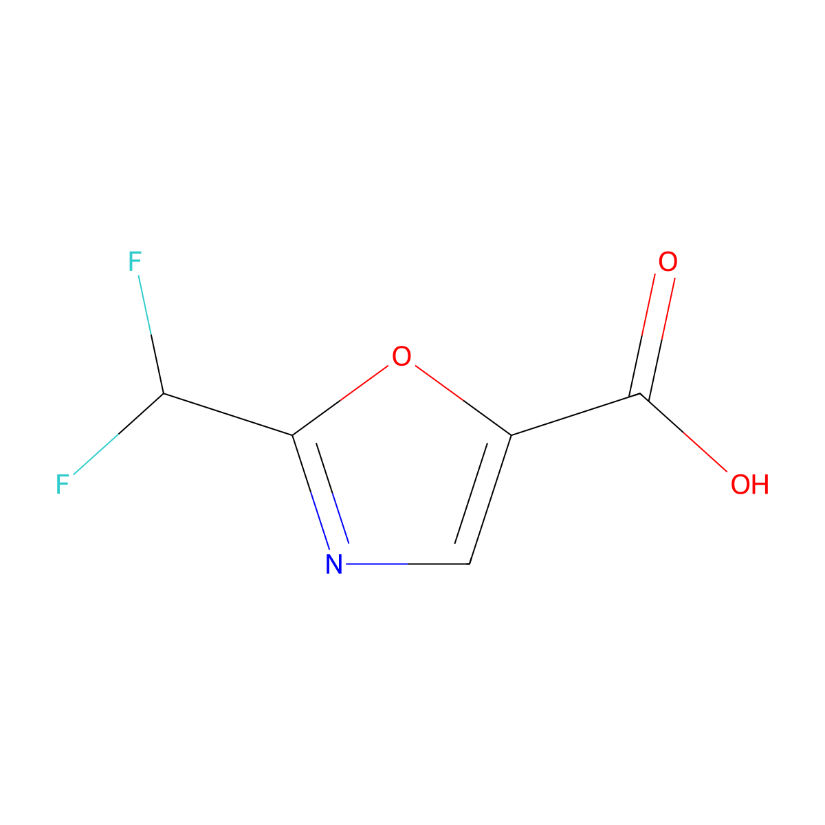 2-(Difluoromethyl)-1,3-oxazole-5-carboxylic acid molecular structure, CAS 1785123-79-6
