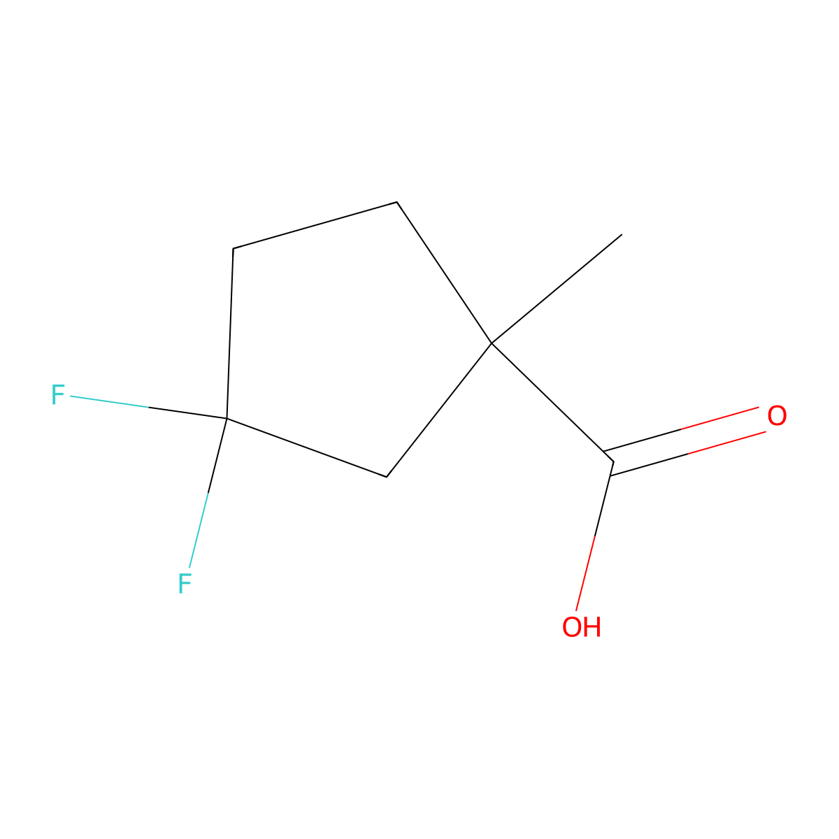 3,3-Difluoro-1-methylcyclopentane-1-carboxylic acid molecular structure, CAS 1785125-34-9