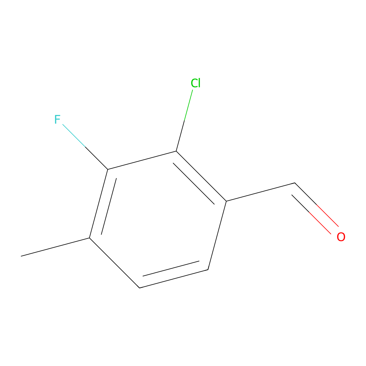 2-Chloro-3-fluoro-4-methylbenzaldehyde molecular structure, CAS 1785126-63-7