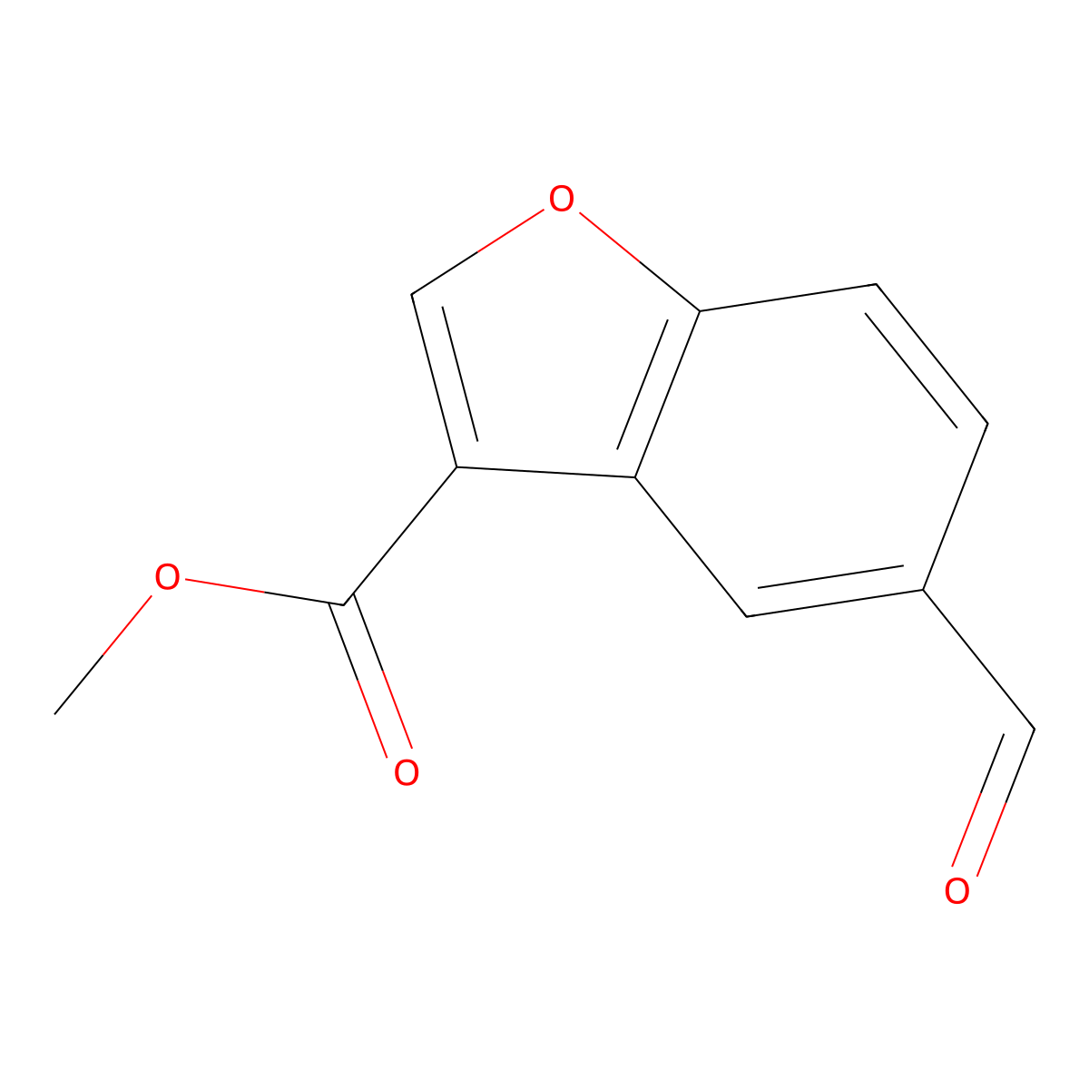 Methyl 5-formyl-1-benzofuran-3-carboxylate molecular structure, CAS 1785132-64-0