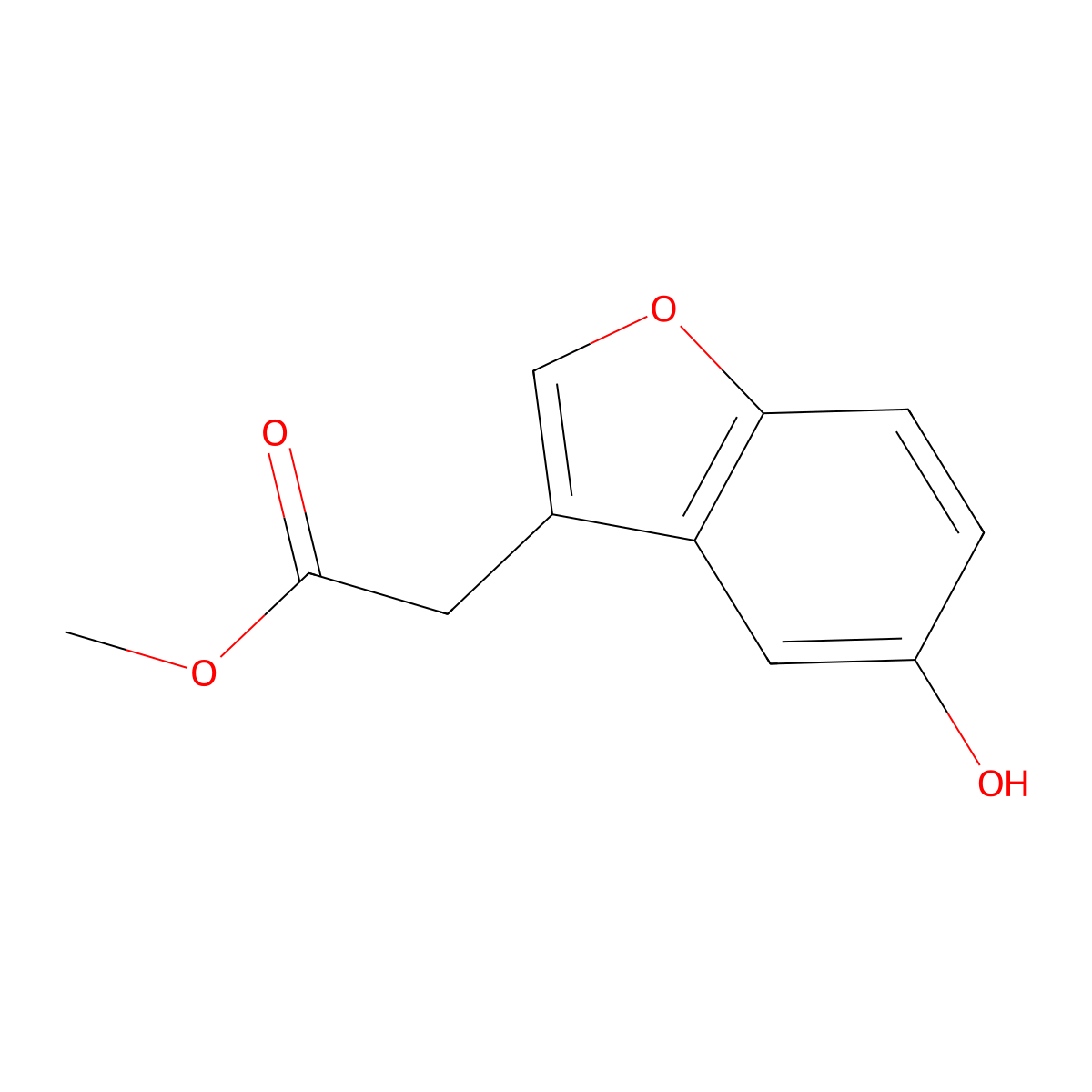 Methyl 2-(5-hydroxy-1-benzofuran-3-yl)acetate molecular structure, CAS 1785142-76-8